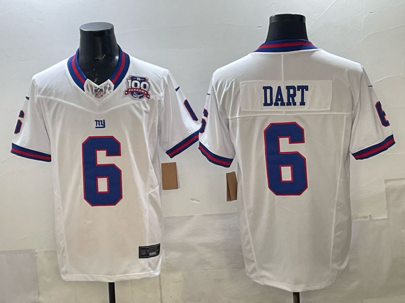 Men 2025 Nike New York Giants #6 Dart white Throwback 5th generation Limited NFL Jersey 006->new york giants->NFL Jersey